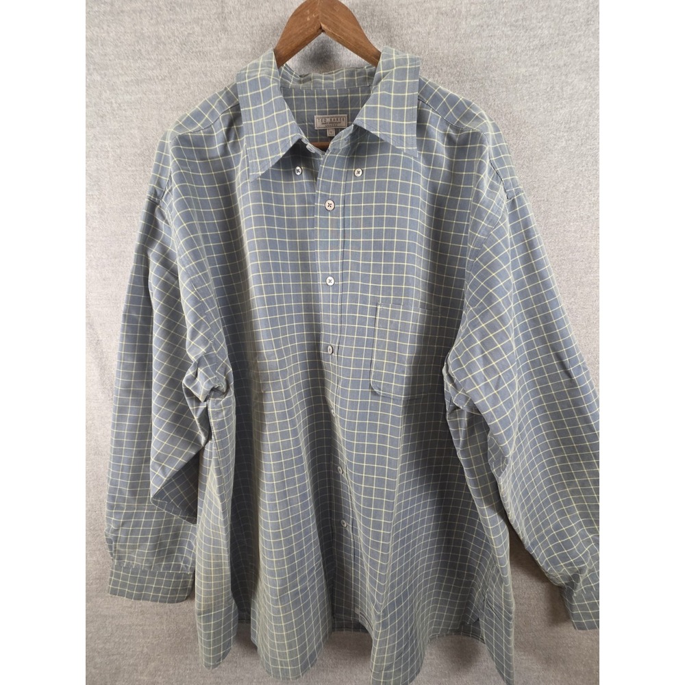 Ted Baker London Mens 5 Shirt US Size XL Blue Check Button Up Long Sleeve Career